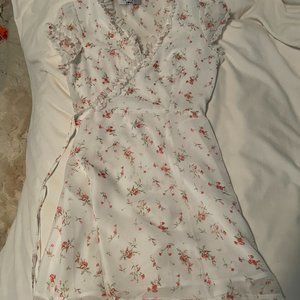 Falling Love Cap Sleeve Floral Mini Wrap Dress